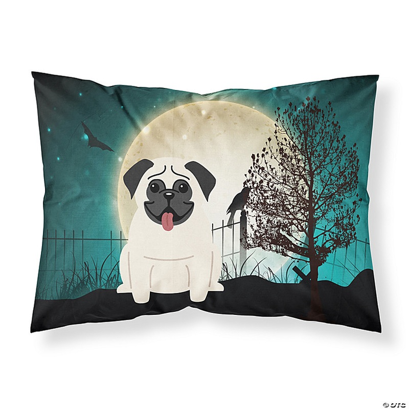 Caroline's Treasures Halloween, Halloween Scary Pug Cream Fabric Standard Pillowcase, 30 x 20.5, Dogs