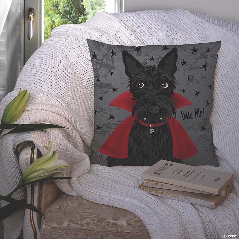 Caroline's Treasures Halloween, Halloween Vampire Scottie Fabric Decorative Pillow, 14 x 14, Dogs