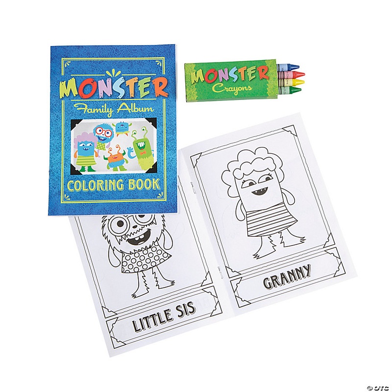 Monster Coloring Books with Crayons - 24 Pc.