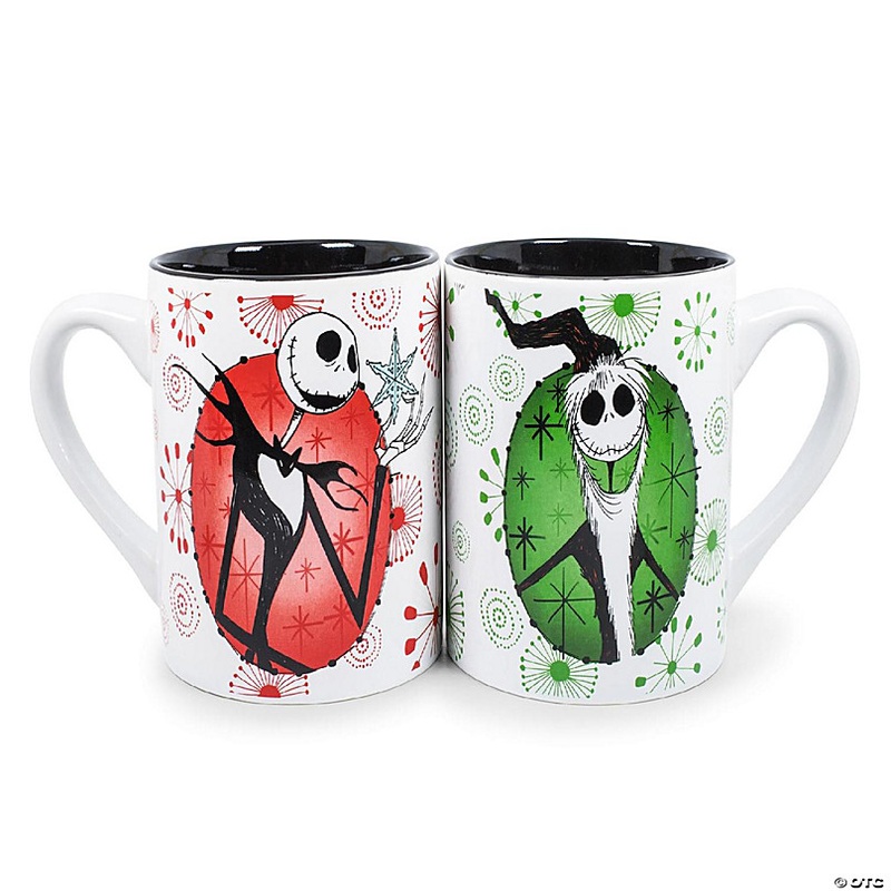 Nightmare Before Christmas Jack Holiday Mugs, Set of 2  Each Holds 14 Ounces