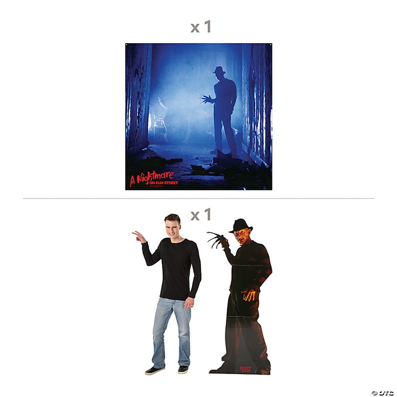 Nightmare on Elm Street Polyester Backdrop & Cardboard Cutout Stand-Up Kit - 2 Pc.