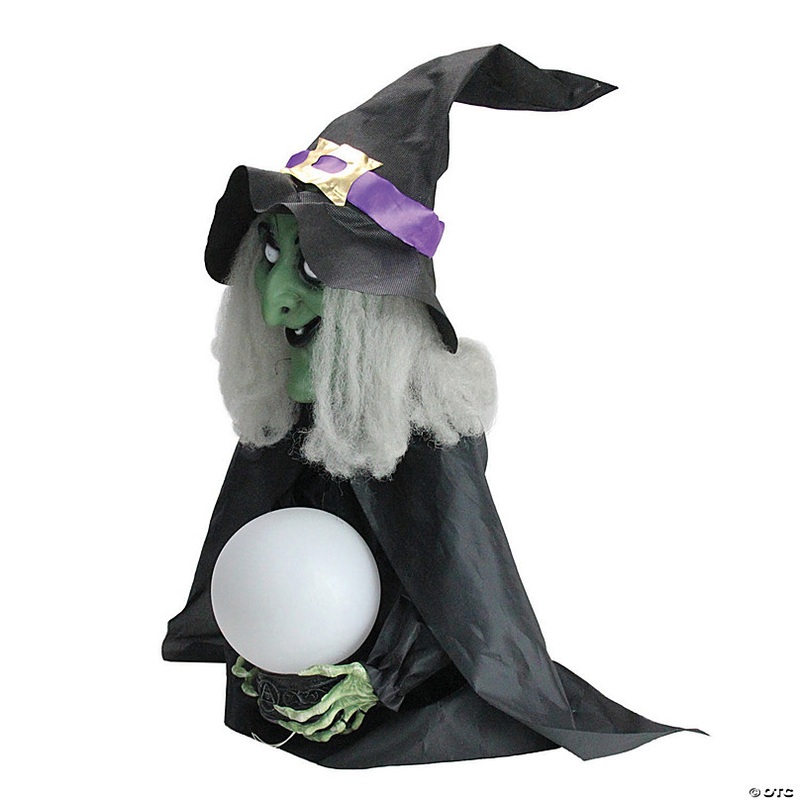 Northlight 26 Pre-Lit Black and Green Sitting Fortune Witch with Magic Ball Halloween Decor