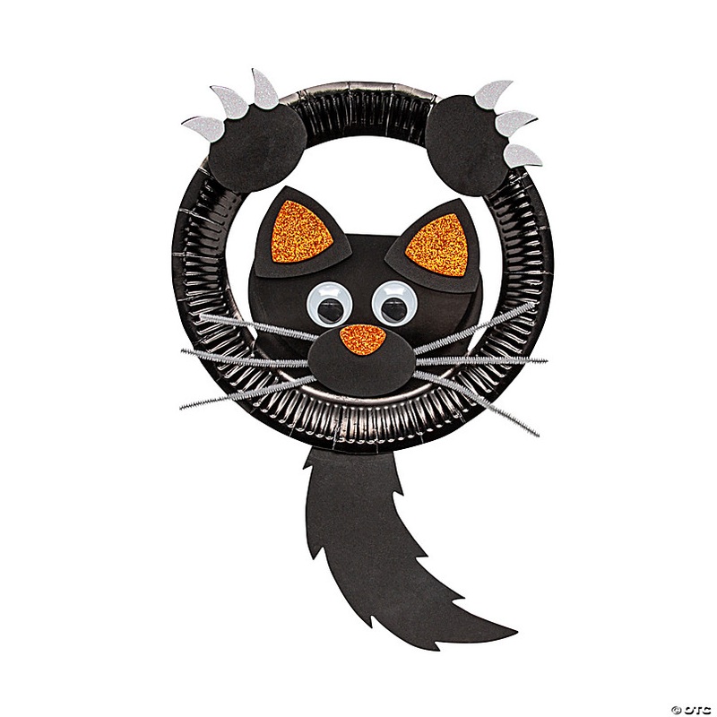 Paper Plate Black Cat Door Hanger Craft Kit - Makes 12