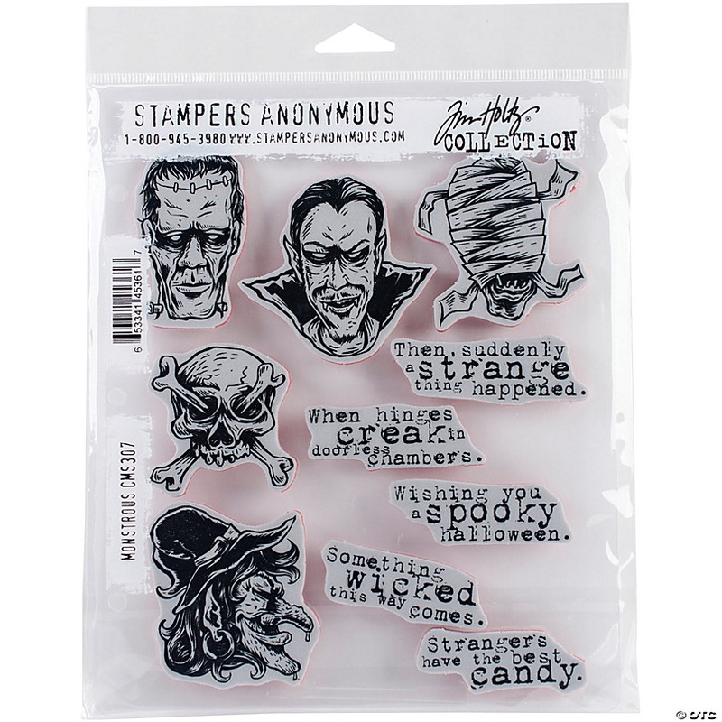 Tim Holtz Cling Stamps Halloween Monstrous, 7x8.5