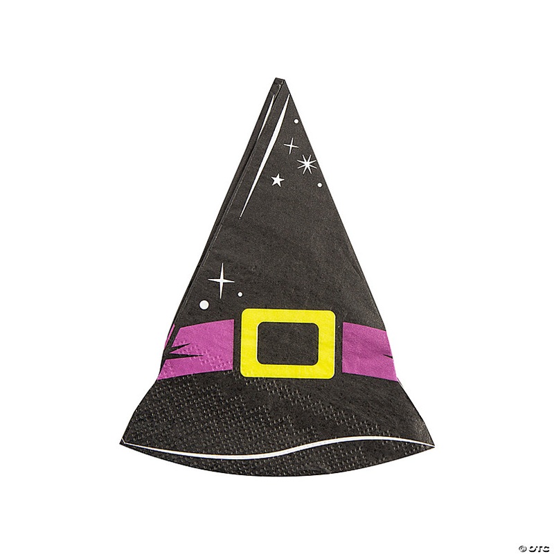 Witch Party Pointed Hat-Shaped Luncheon Napkins - 16 Pc.