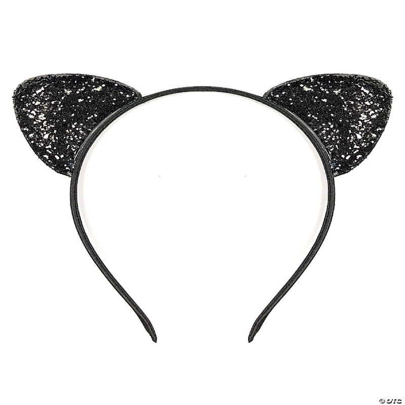 Wrapables Cosplay Costume Headband, Party Headwear, Glittery Black Cat Ears