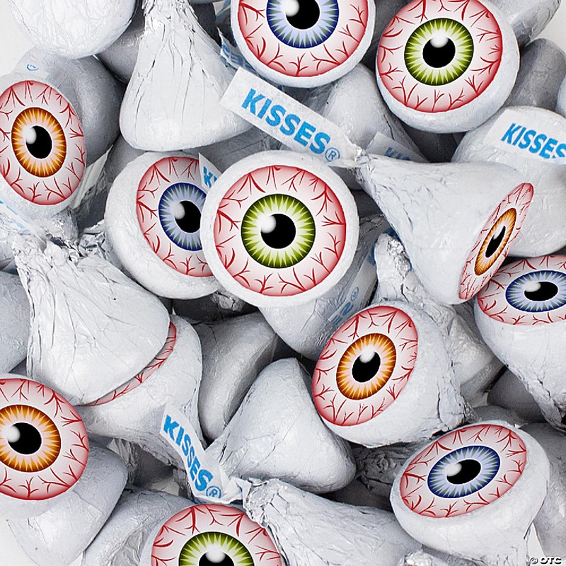 180 Pcs Halloween Party Candy Chocolate Hershey's Kisses (2lb) - Eyeballs