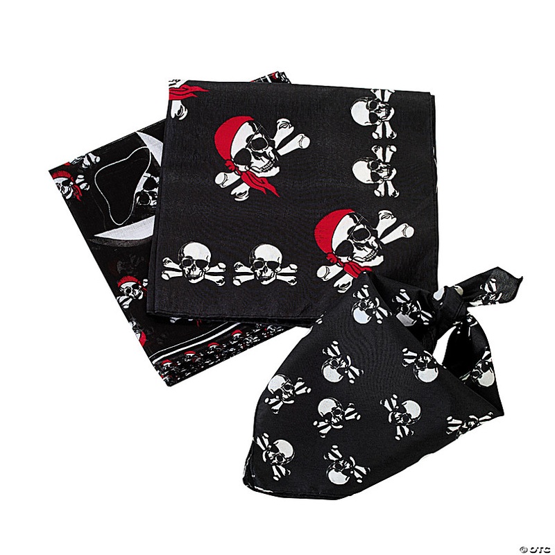 20 Pirate Classic Skull & Crossbones Polyester Bandanas - 12 Pc.