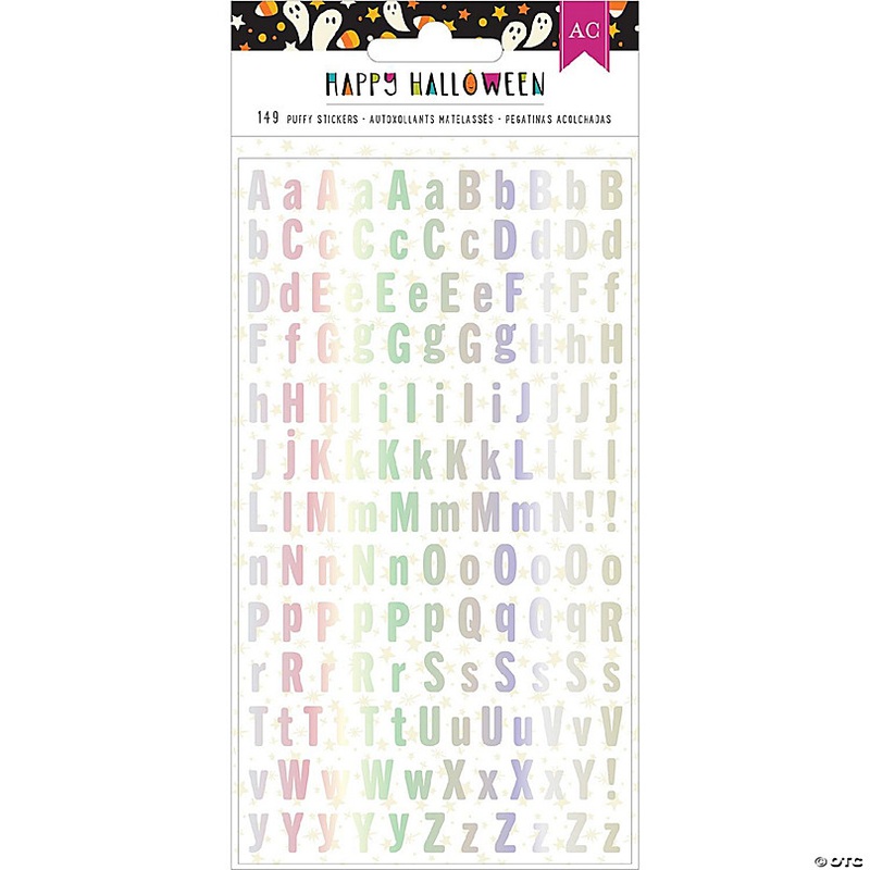 American Crafts Happy Halloween Stickers 149/Pkg-Puffy Alpha - Holographic Foil