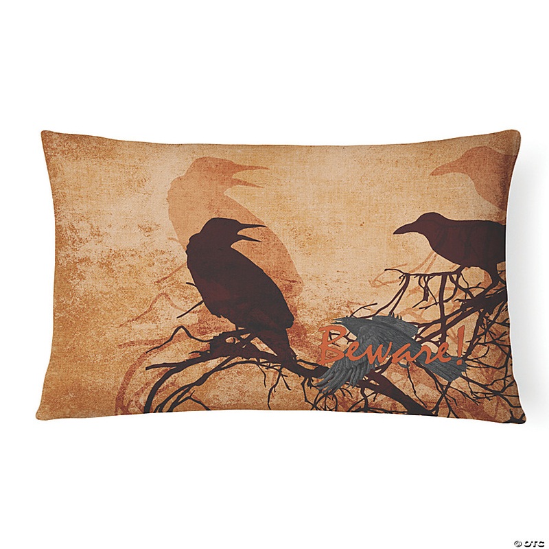 Caroline's Treasures Halloween, Beware of the Black Crows Halloween Canvas Fabric Decorative Pillow, 12 x 16, Seasonal