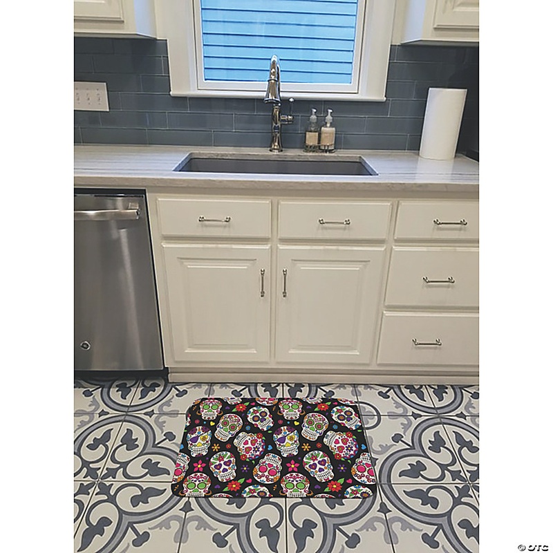 Caroline's Treasures, Halloween, Day of the Dead Black Machine Washable Memory Foam Mat, 27 x 19, Seasonal