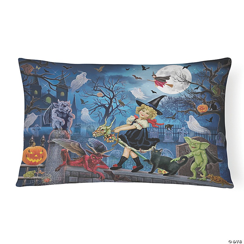 Caroline's Treasures Halloween, Littlest Witch's Halloween Party Canvas Fabric Decorative Pillow, 12 x 16, Seasonal