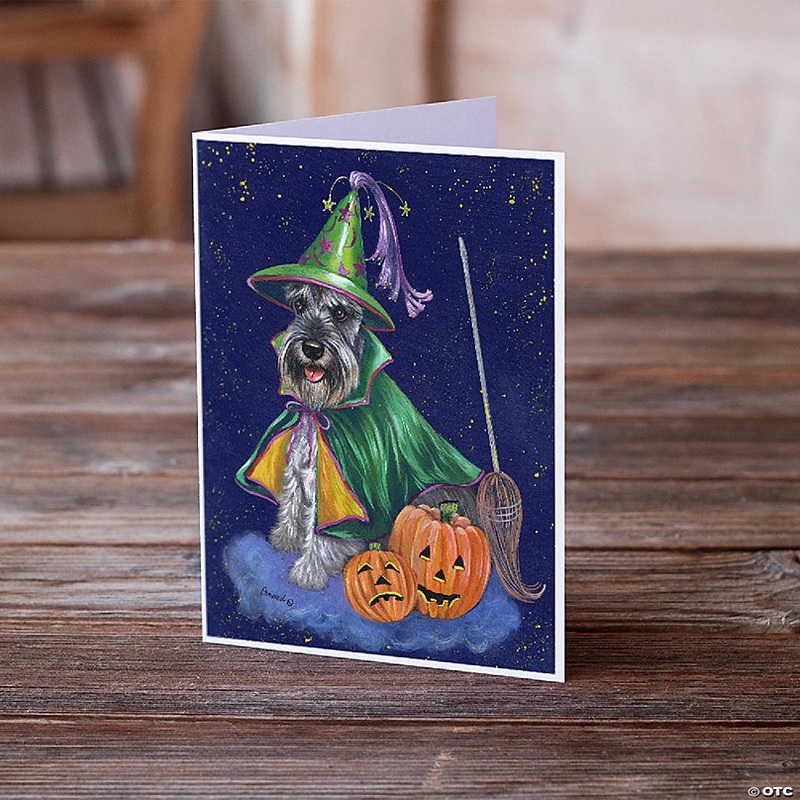 Caroline's Treasures Halloween, Schnauzer Halloween Good Witch Greeting Cards and Envelopes Pack of 8, 7 x 5, Dogs