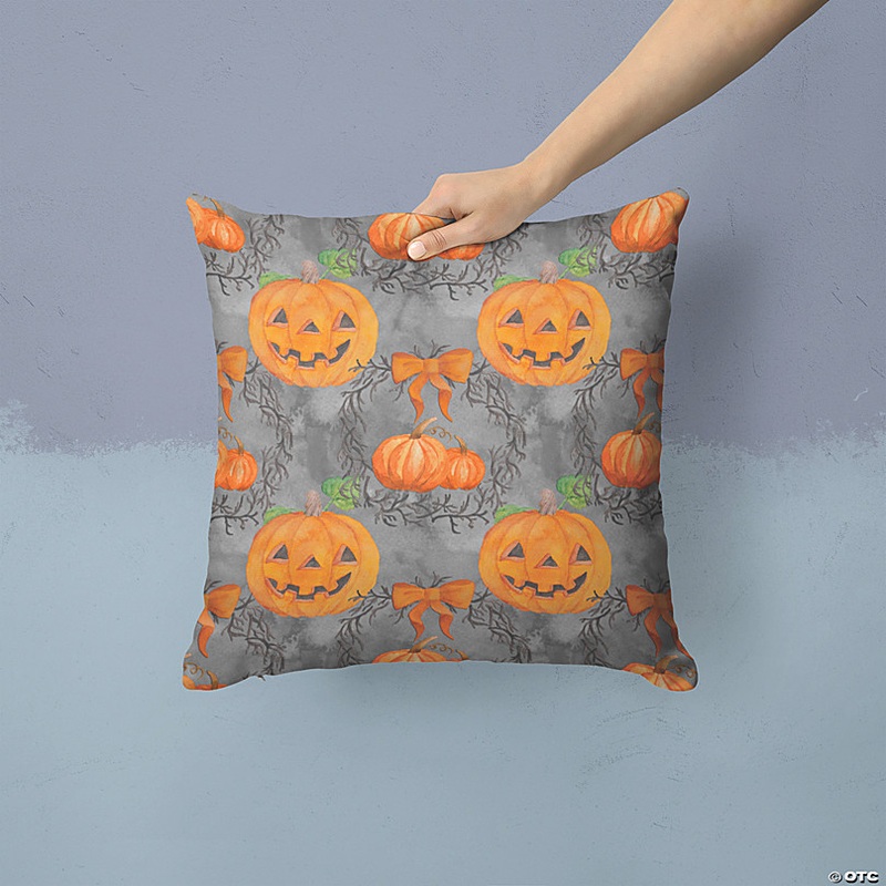 Caroline's Treasures Halloween, Watecolor Halloween Pumpkins Fabric Decorative Pillow, 14 x 14, Seasonal