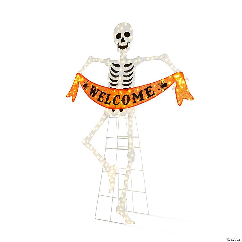 Glitzhome 86.25H Lighted Halloween 2D Skeleton Outdoor Dcor with 220 warm White LED Lights (KD