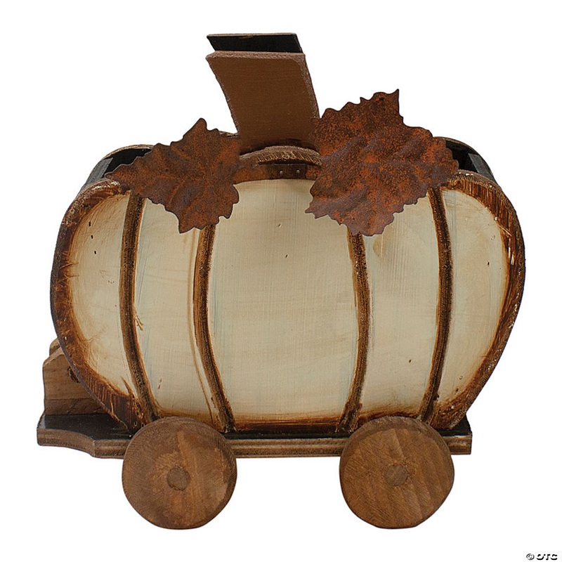 Northlight 10.5 Fall Harvest Wooden Pumpkin Cart Tabletop Decoration
