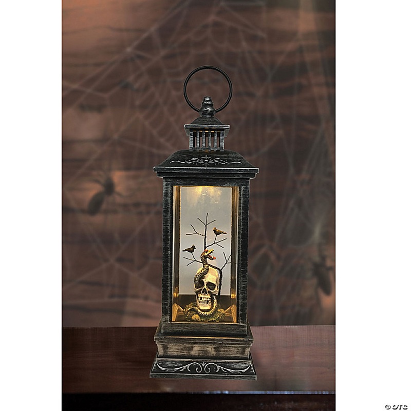 Northlight 11 LED Lighted Halloween Lantern with a White Skull Head