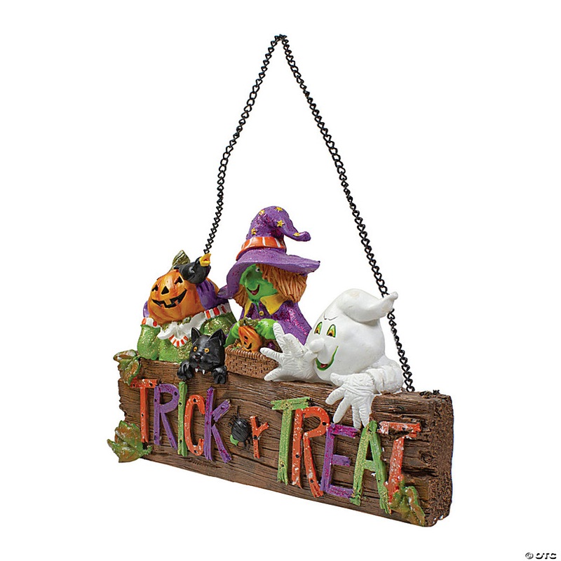 Northlight 13.5 Trick or Treat Halloween Pumpkin Ghost and Witch Wall Decoration