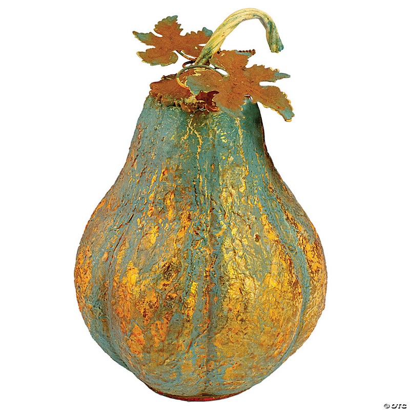 Northlight 14 Orange and Green Elongated Autumn Pumpkin Tabletop Decor