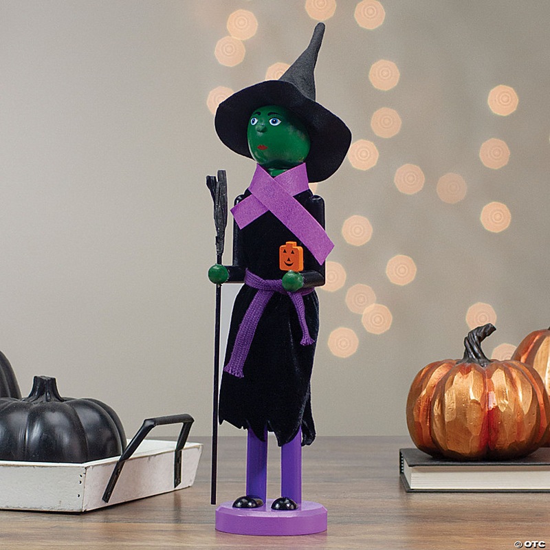 Northlight 14 Witch with Broom Halloween Nutcracker Decoration