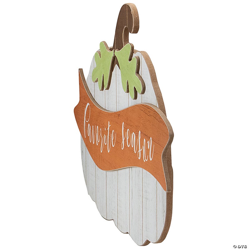 Northlight 19 White Wooden Pumpkin Hanging Wall Sign