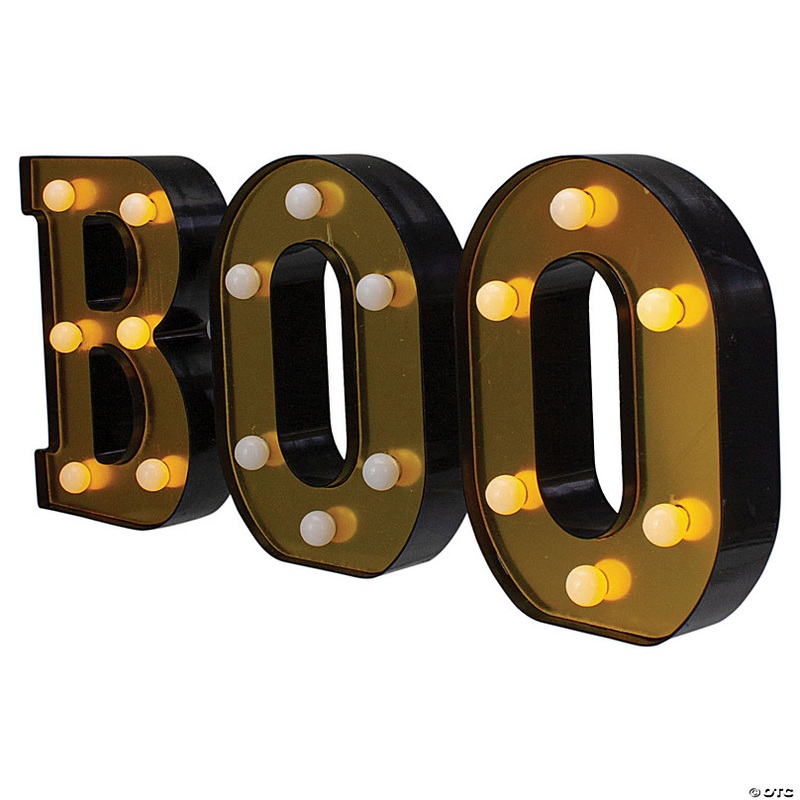 Northlight 6.5 Lighted Black and Gold BOO Halloween Marquee Sign