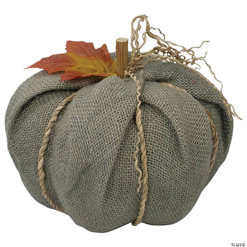 Northlight 6.75 Green Burlap Autumn Harvest Table Top Pumpkin
