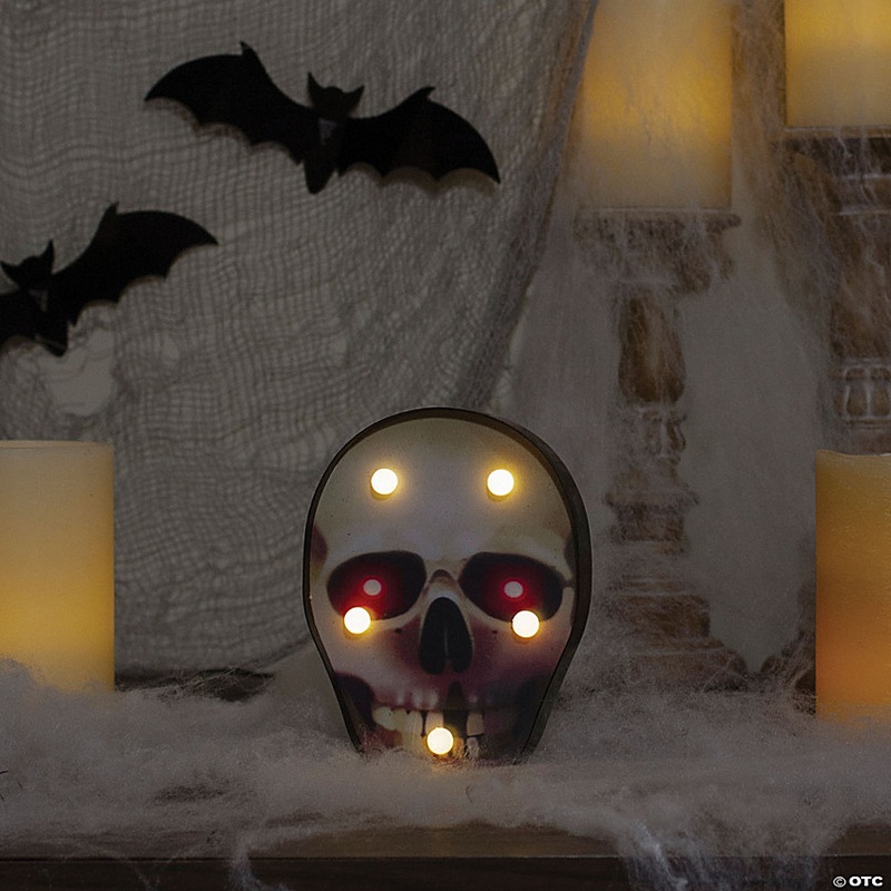 Northlight 7 Lighted Black and Red Skull Halloween Decoration