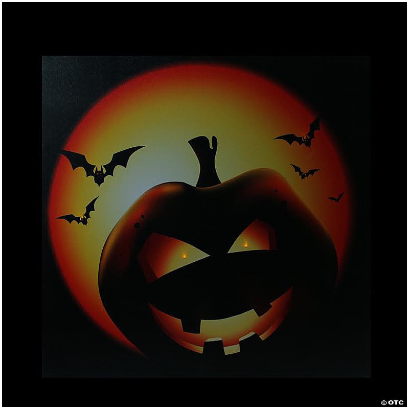 Northlight LED Lighted Bats and Jack-O-Lantern Halloween Canvas Wall Art 19.75 x 19.75