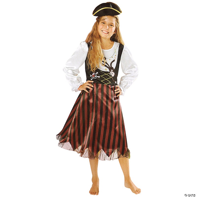 Red and Black Pirate Girl Child Halloween Costume - Medium