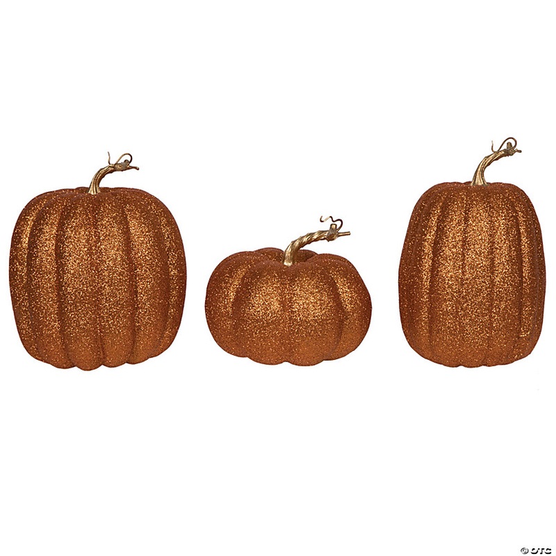 Vickerman 8 Orange Pumpkins Assorted Set of 3.