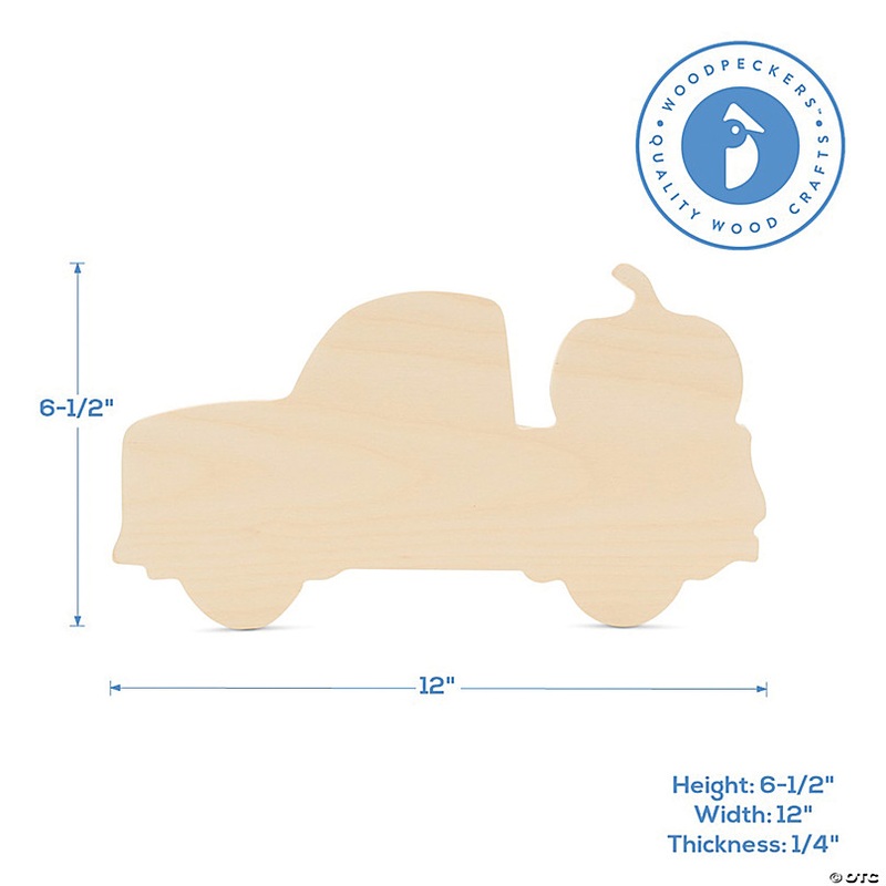 Woodpeckers Crafts, DIY Unfinished Wood 12 Pumpkin Truck Cutout Pack of 3