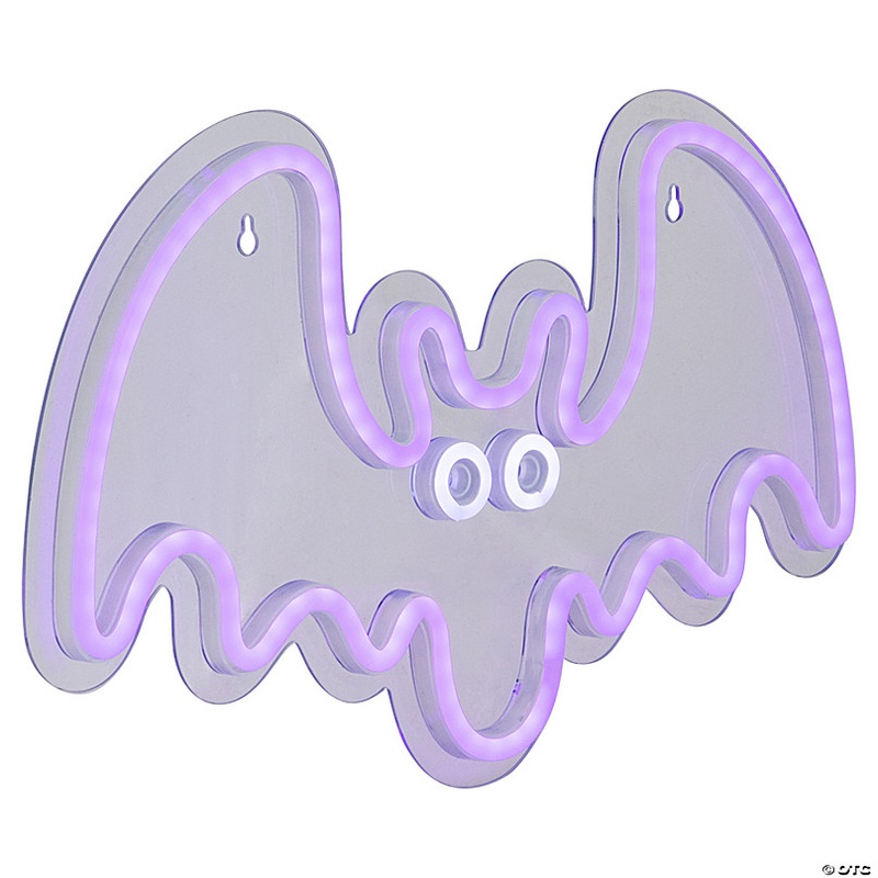 15 Purple LED Lighted Neon Style Purple Bat Halloween Window Silhouette