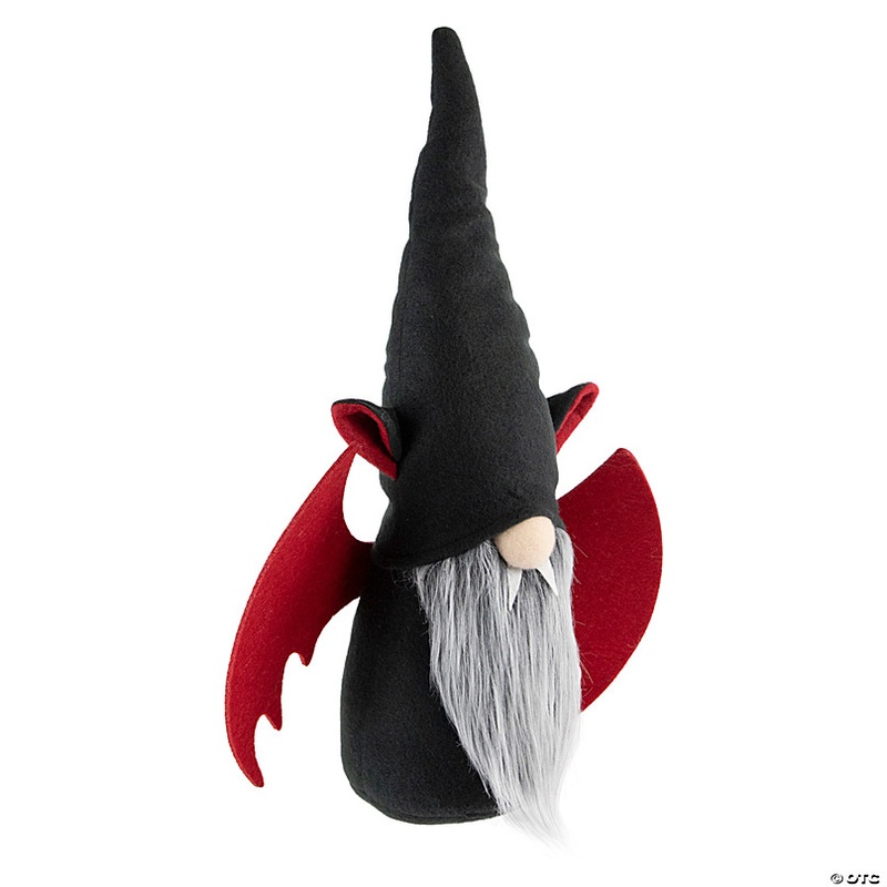 17 Black and Red Halloween Boy Gnome with Bat Wings