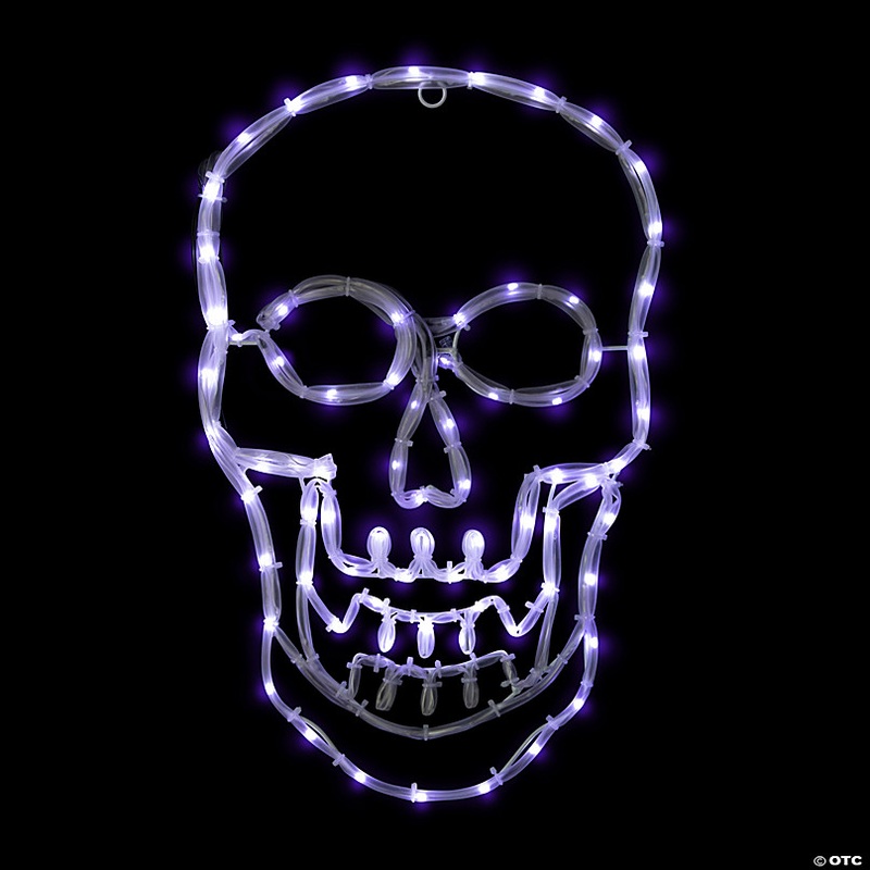 18 White Skull 4 Function LED Lighted Halloween Window Silhouette