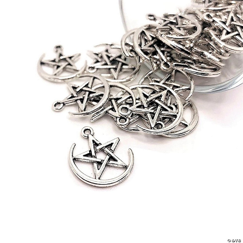 20 Pcs Halloween Pentacle and Moon Charm