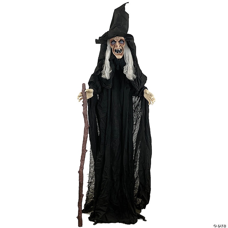 72 Animated Witch with Cane Halloween Decoration