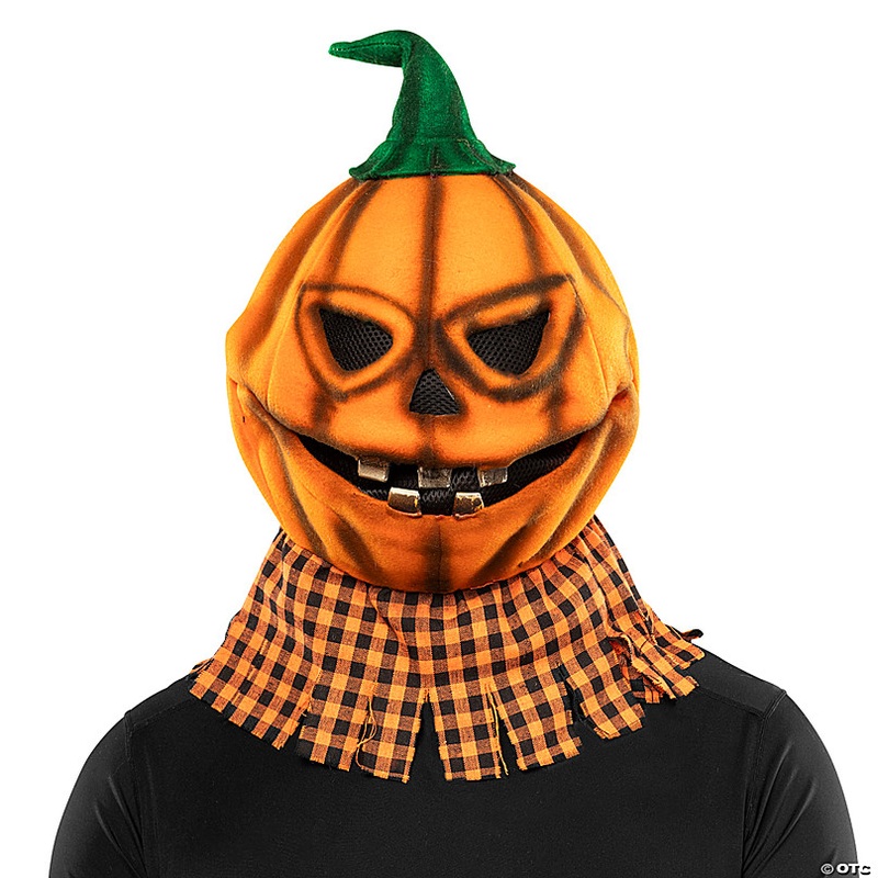 Adults Scarecrow Pumpkin Head Halloween Mask with Hat  One Size