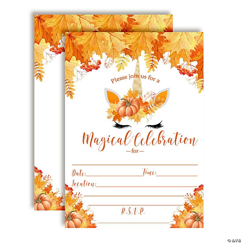 AmandaCreation Pumpkin Unicorn Face Invites 40pc.