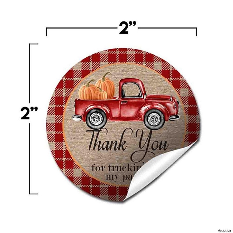 AmandaCreation Red Truck Pumpkins Envelope Seals 40pc