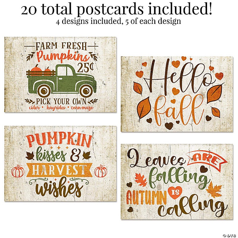 AmandaCreation Rustic Pumpkins Postcards 30pc.