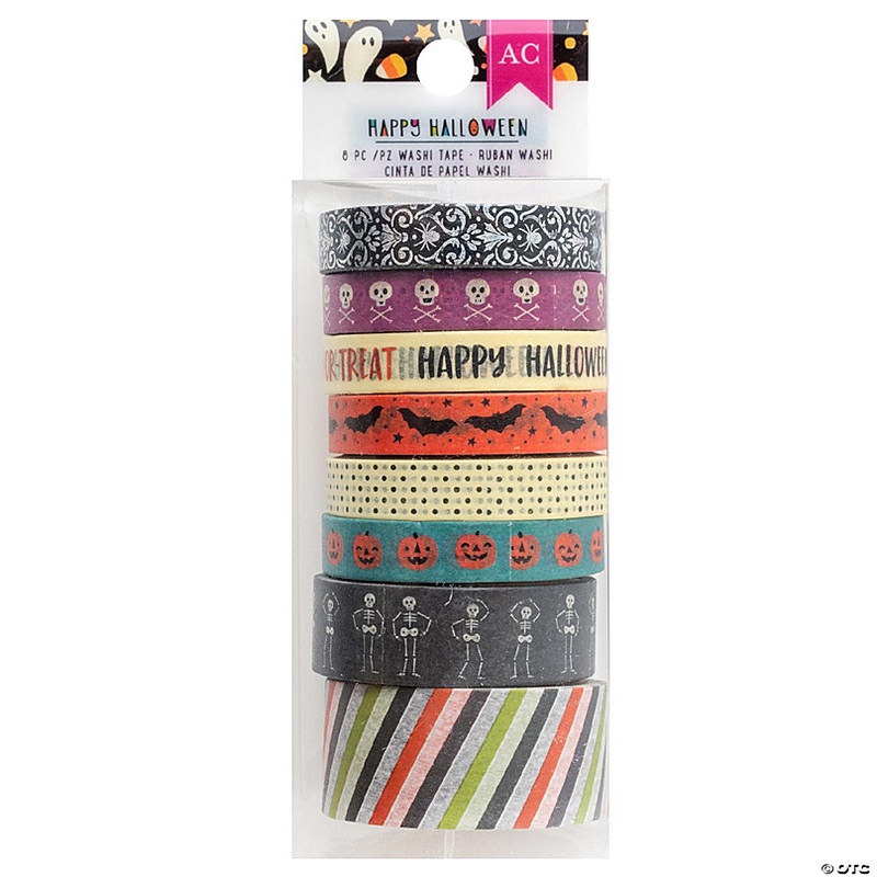 American Crafts Happy Halloween Washi Tape 8/Pkg-Holographic Foil