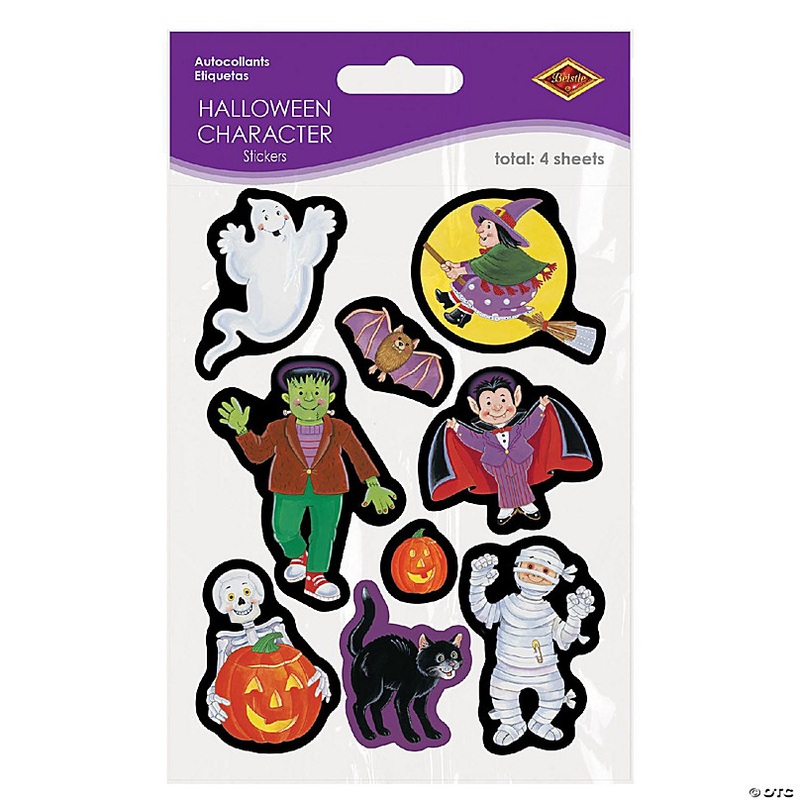 Beistle - 4 x 7 Halloween Character Stickers - 12 Pack