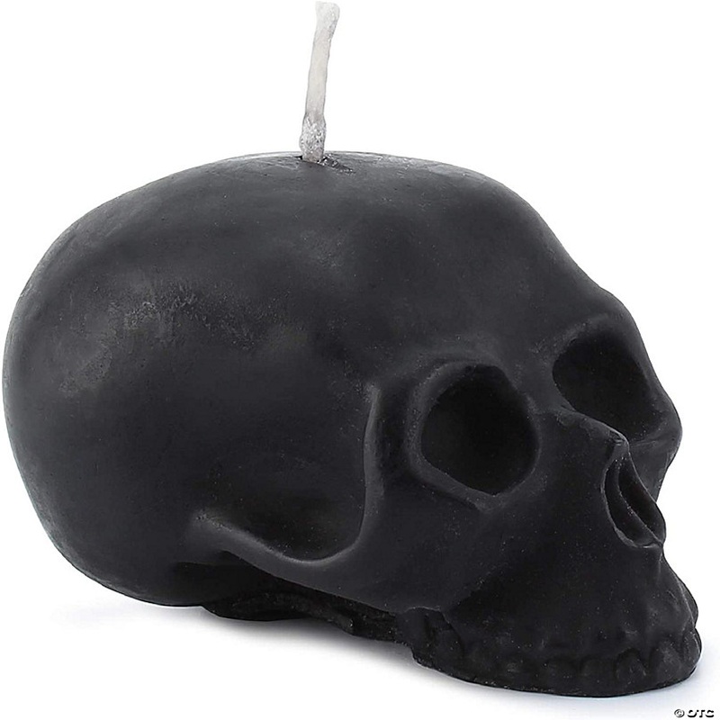 Black Large Skull Shaped Candle; 4.75 x 3in Decorative Themed Candles for Decor