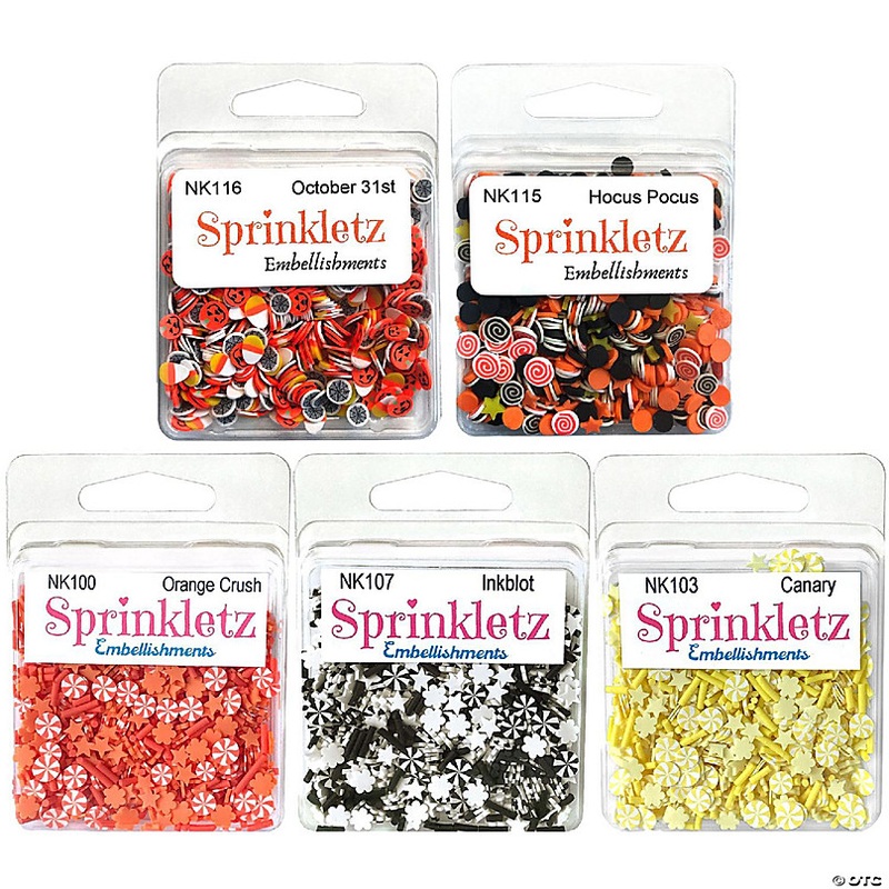 Buttons Galore and More Sprinkletz - Tiny Polymer Clay Embellishments - Halloween Bundle 60 grams