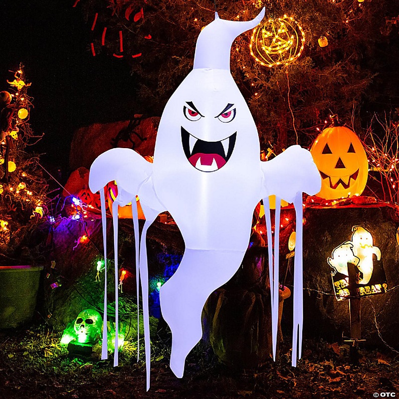 Costway 5 FT Tall Halloween Inflatable Hanging Ghost Blow-up Yard Decoration w/LED Light