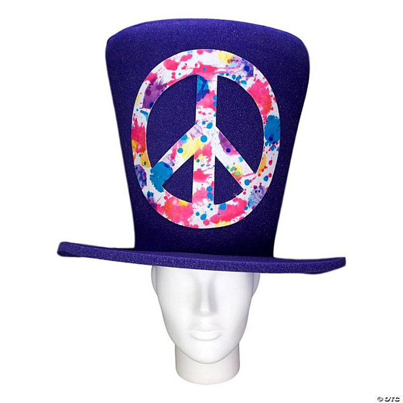 Foam Party Hats Peace Top Hat - Photo Booth Prop - Party Favors -Halloween - Crazy Hat Day