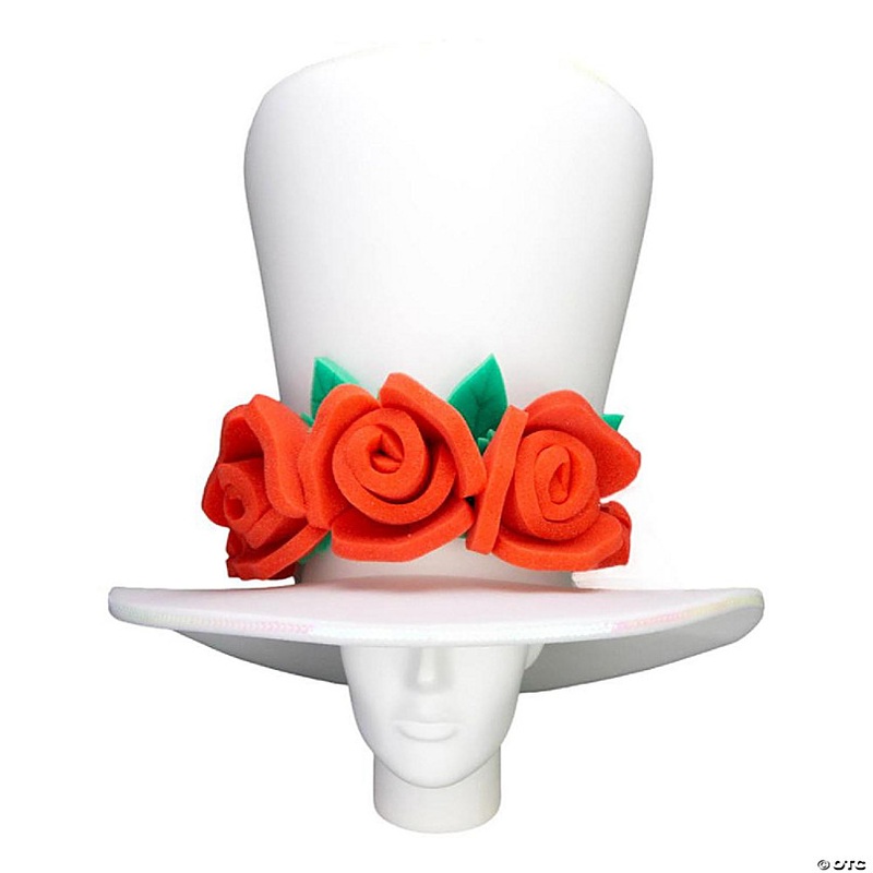 Foam Party Hats Red Roses Bride Hat - Photo Booth Prop - Party Favors -Halloween - Crazy Hat Day