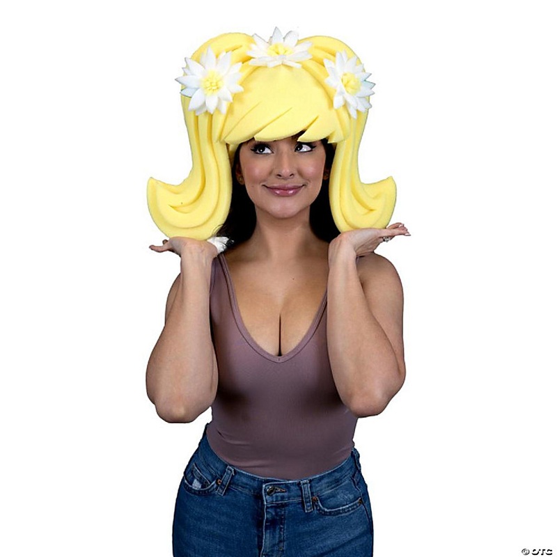 Foam Party Hats Simple Wig with Daisies - Photo Booth Prop - Party Favors -Halloween - Crazy Hat Day