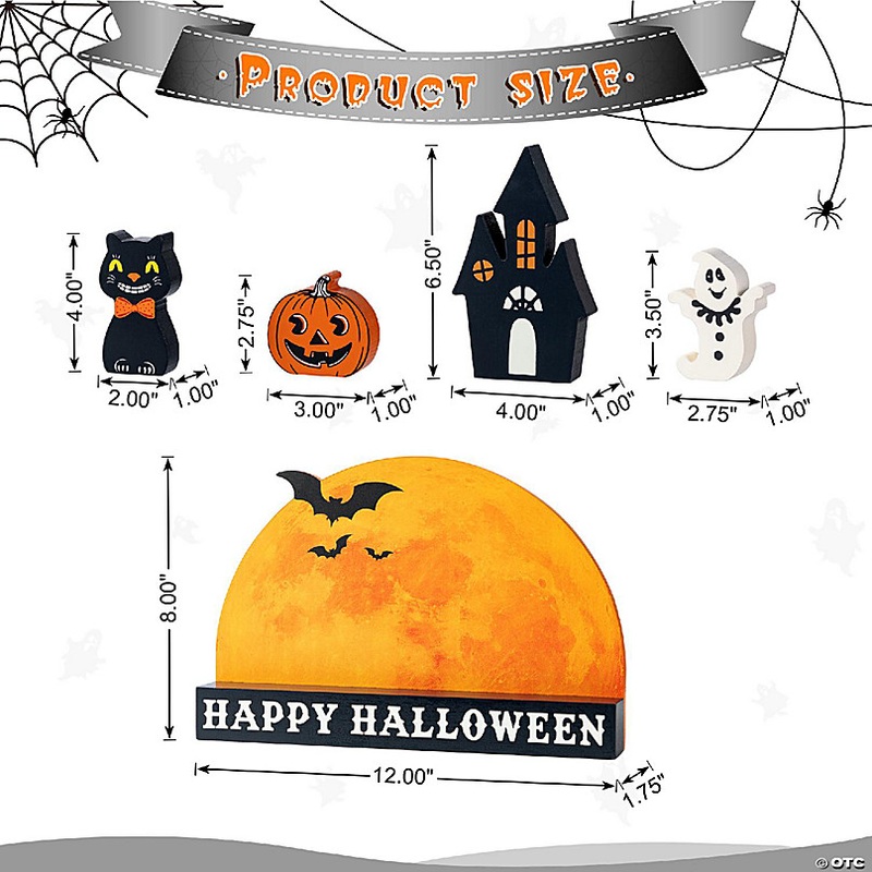 Glitzhome 12L S/5 HAPPY HALLOWEEN Wooden Table Block